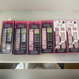🎃 New Halloween Dashing Diva Lot Bundle Gloss Gel Nail Strips Wraps 6 Packs pink